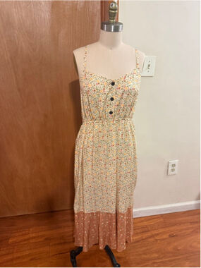 Women's Patagonia Floral Maxi Dress M White Orange